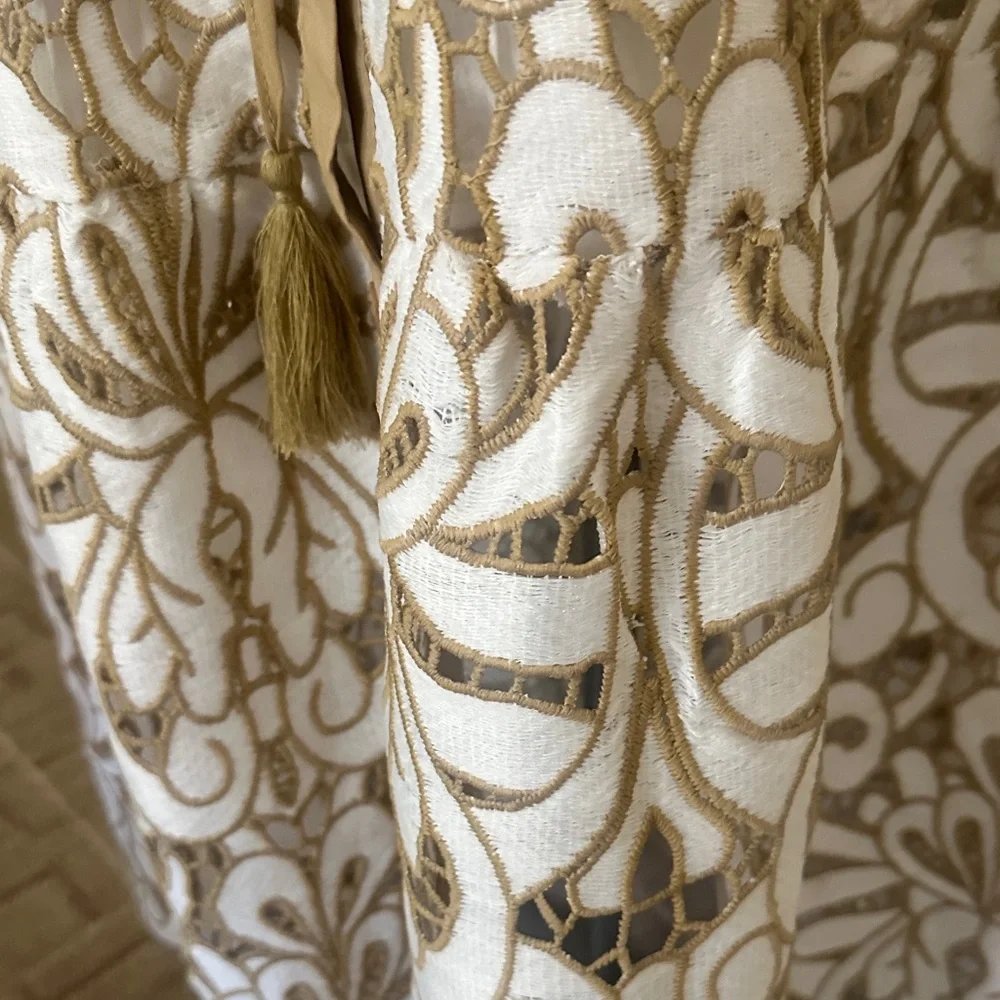 Solitaire White and Gold Lace-Effect Maxi Dress - Picture 8 of 12